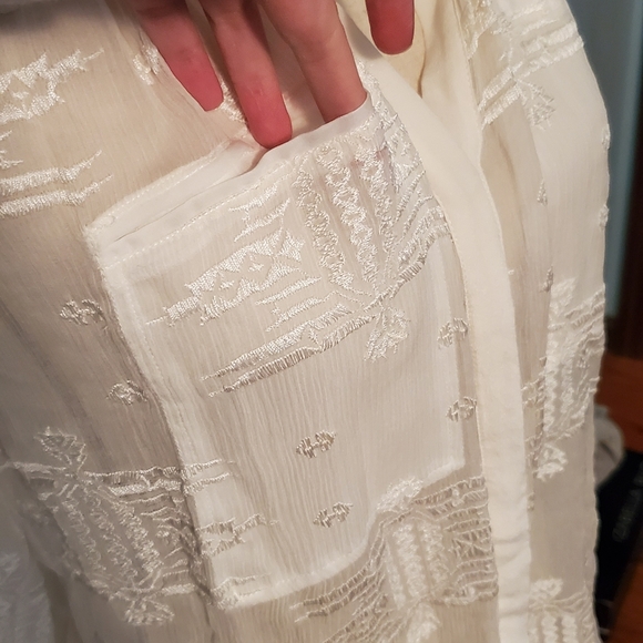 Rebecca Taylor Sheer Tribal White Silk Blouse - Picture 5 of 12